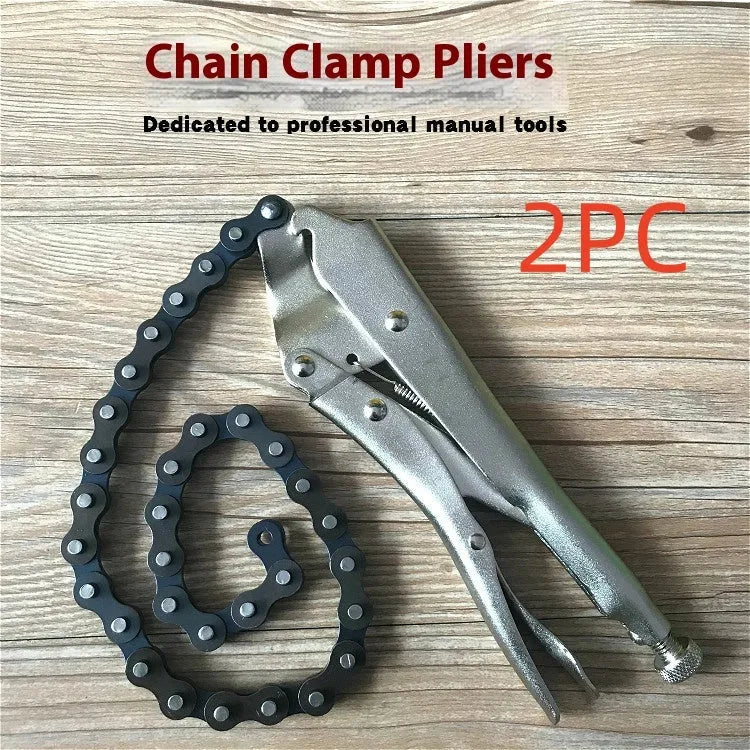 Chain-type pliers with extended multifunction, 50 cm length, high carbon steel clamp head, and adjustable chain for pipe gripping