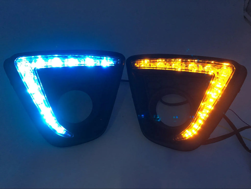 Pair of LED daytime running lights for Mazda CX-5 with electroplated housing.