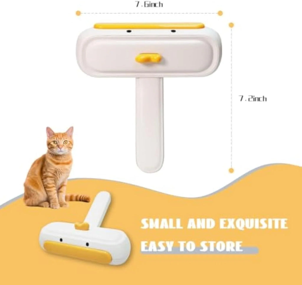 Yellow duck portable pet hair remover with plastic body and bristle brush for removing pet fur