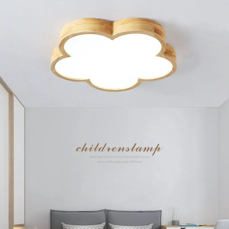 Solid wood ceiling lamp with LED light in modern simplicity style for master bedroom