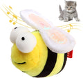 Yellow bee-shaped interactive cat toy with electronic motion-activated squeaking function