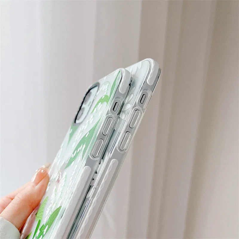 High transparent TPU mobile phone case with summer flower print and fall-proof protection for iPhone