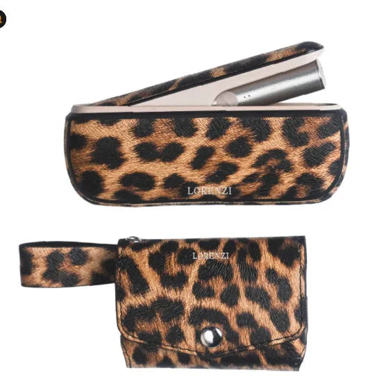 Light luxury storage protective bag with zip closure in leopard print and yellow colour options