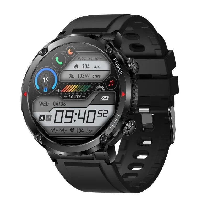 T30 Smart Watch with black silicone strap on a wrist, showing the large IPS touch screen display.