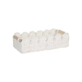 Woven paper storage basket measuring 35.5cm long for organising remote controls and stationery on desks