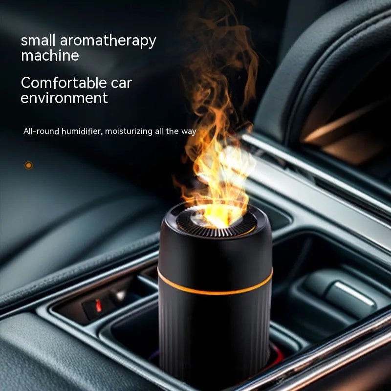 Car simulation flame aroma diffuser automatic sprayer black white ABS plastic 70x70x143mm