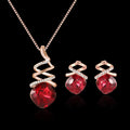 Women's bridal jewellery set with alloy necklace and earrings featuring water wave chain design