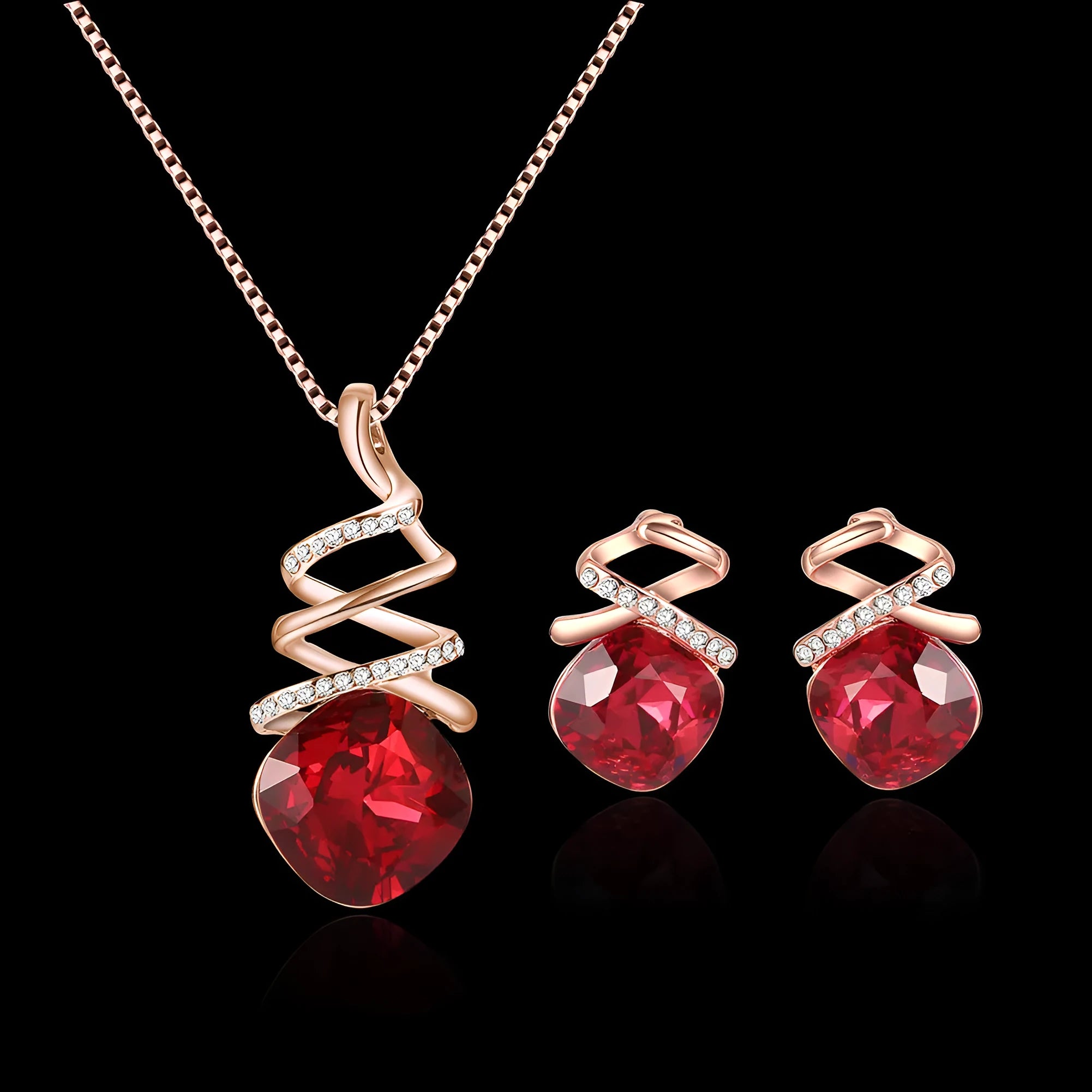 Women's bridal jewellery set with alloy necklace and earrings featuring water wave chain design