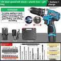 12V two-speed impact pistol drill electric screwdriver set with plastic storage box