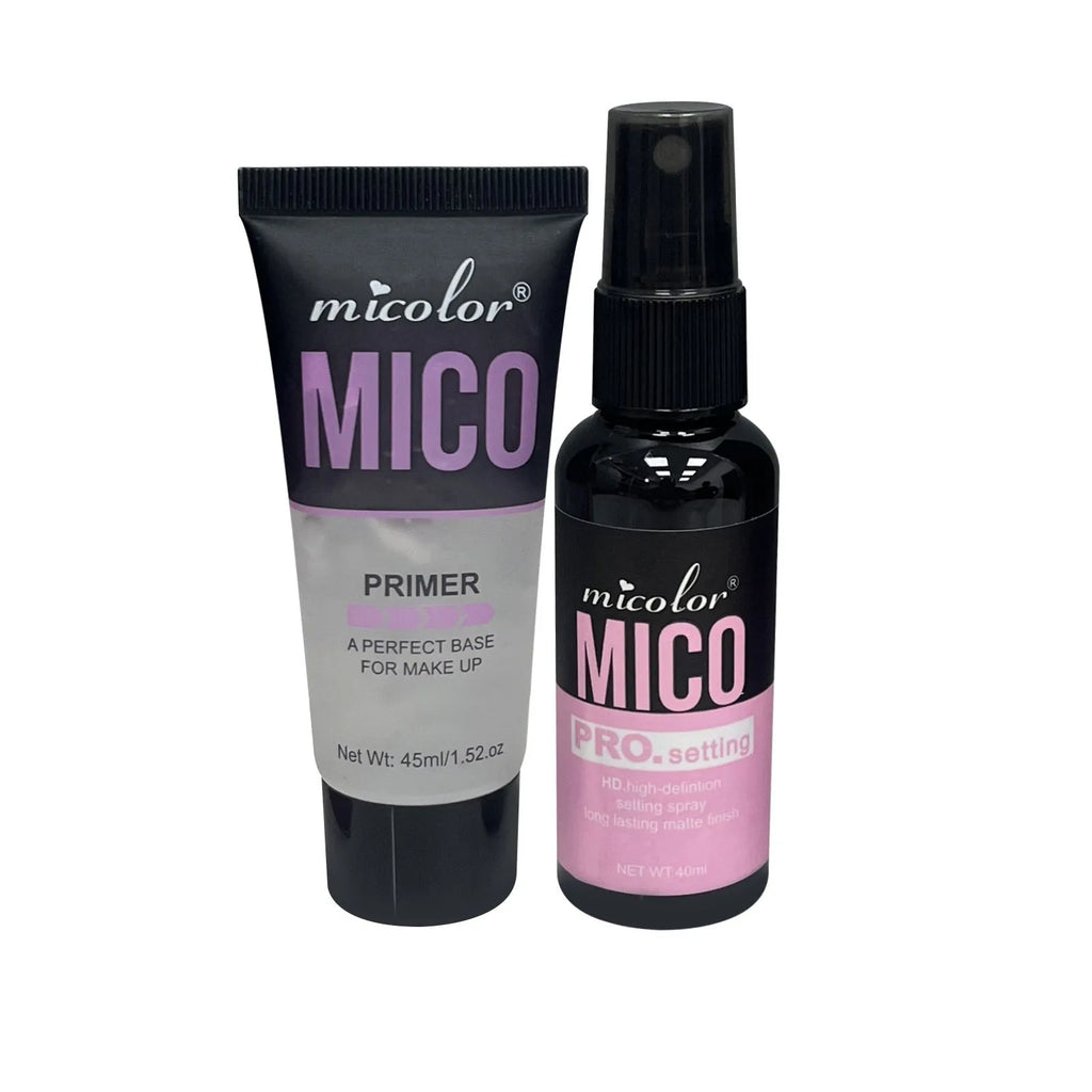 Makeup primer and setting spray duo with 45ml primer lotion and 40ml finishing spray