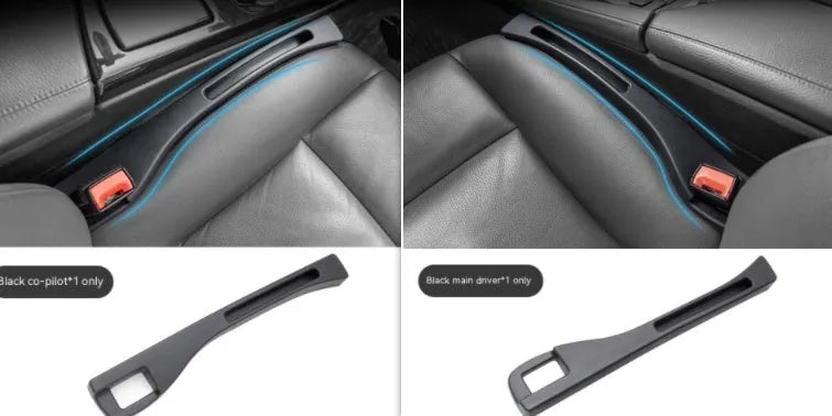 Black plastic car seat gap storage organiser with handle for phones and keys