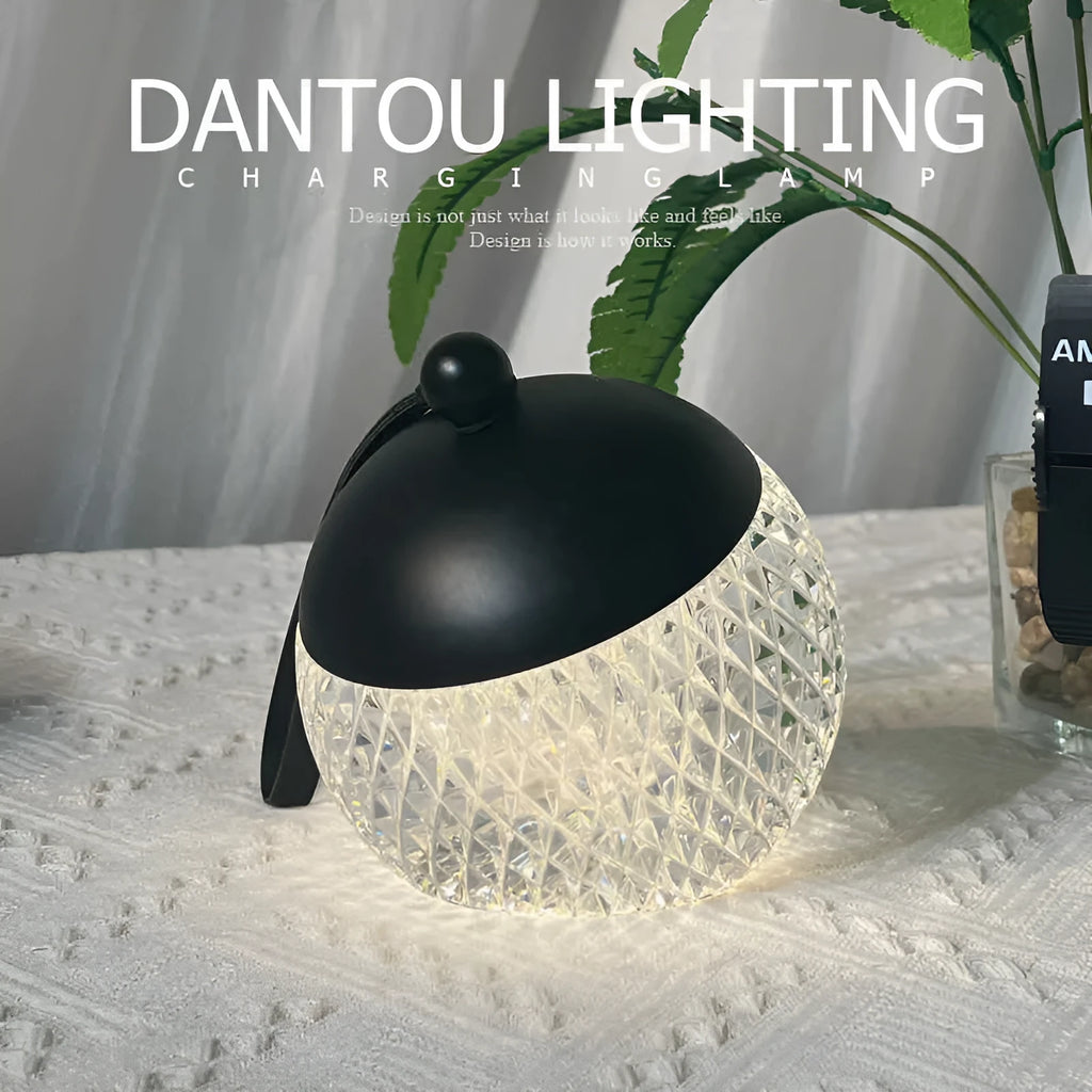 Portable dimmable LED desk lamp in chrome finish with touch control, 12cm diameter