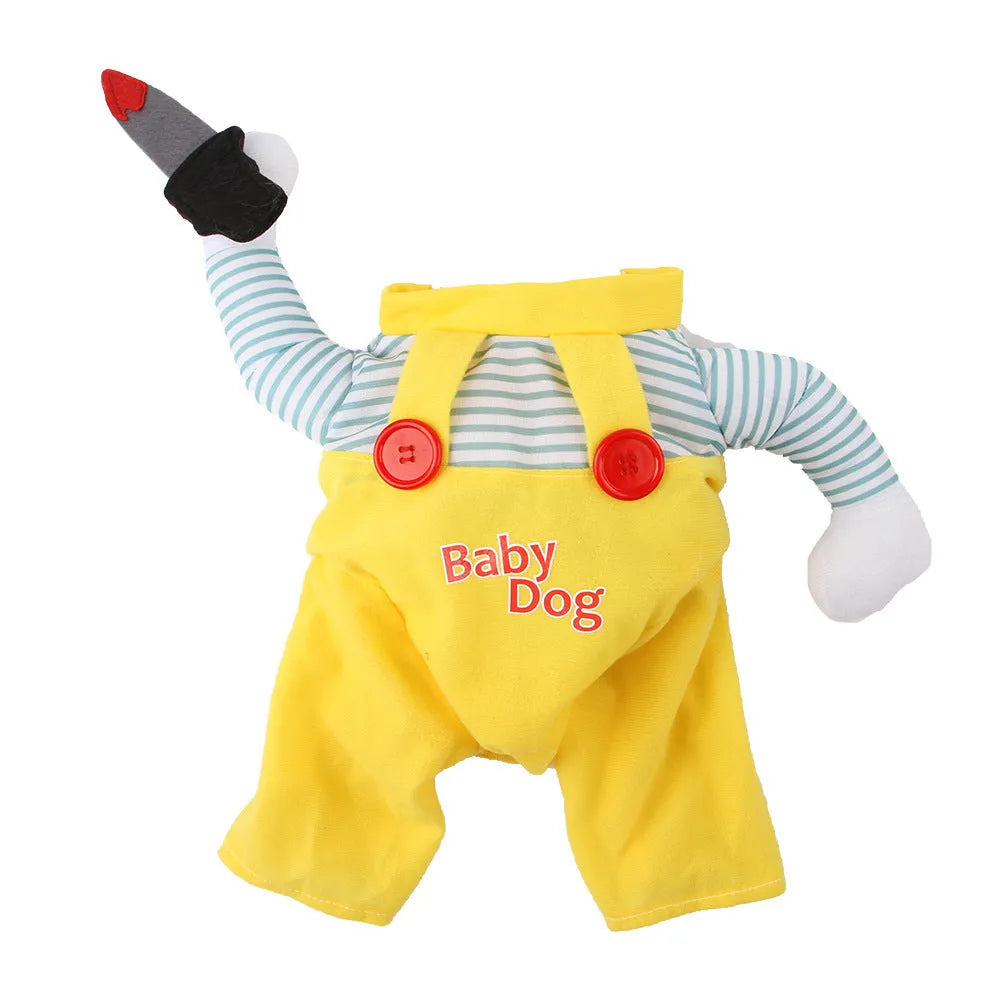 Creative yellow knife assassin cat costume clothing in polyester for general gender cats