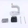 Silver tool steel multi-purpose press strap removal tool for watch and jewellery repair.