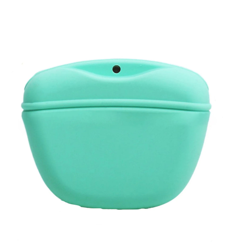 Silicone pet treat bag with clip and magnetic opening for dog training snacks