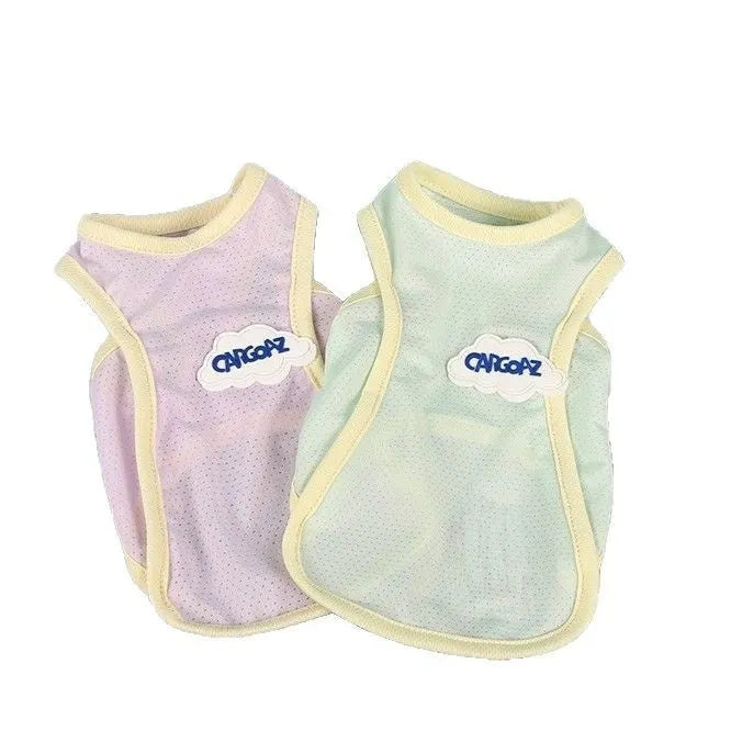 Grass green polyester cat vest with sports style design for summer wear