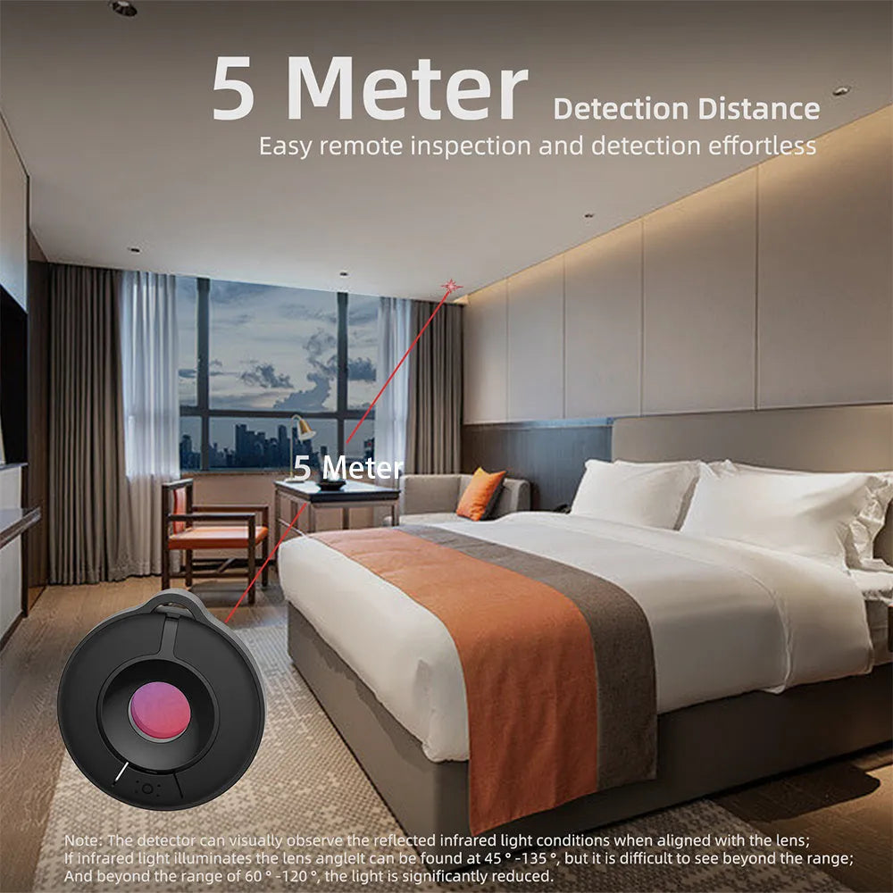 S600 compact camera detector with infrared lens for finding hidden cameras up to 5 metres away.