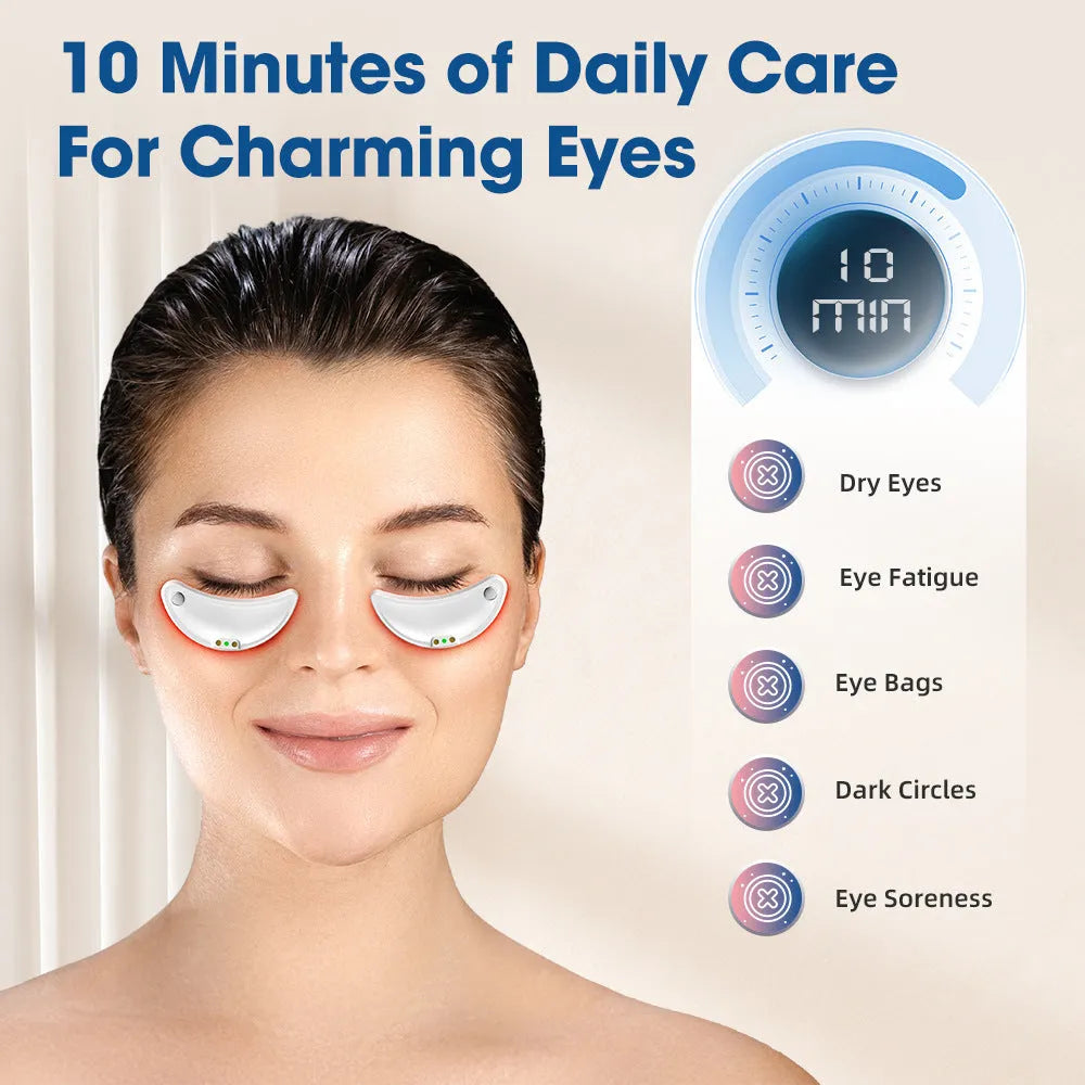 White wireless red light eye beautification instrument with EMS facial massage functionality