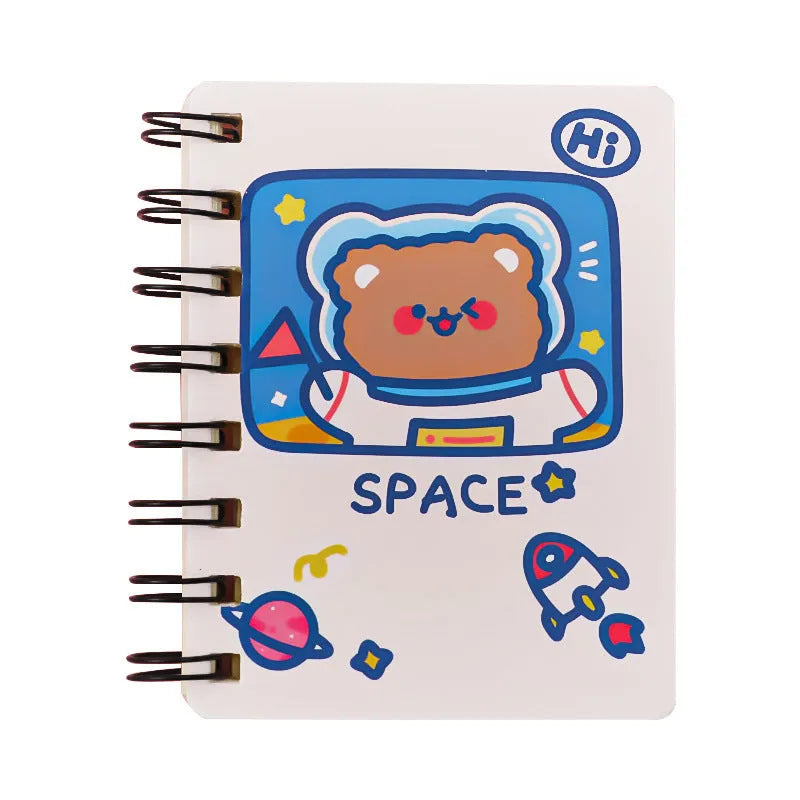 Astronaut Flipped Portable Pocket Notebook with space-themed cover design showing 10.5cm x 8cm dimensions
