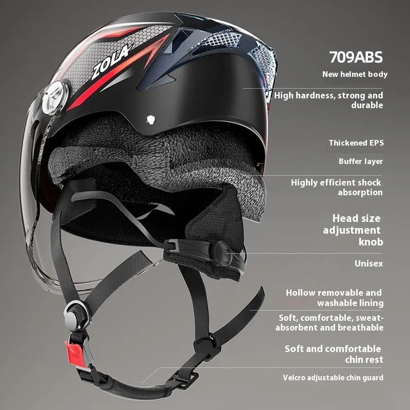 Children's light brown ABS motorcycle half helmet with a double mirror sun visor displayed on a white background.
