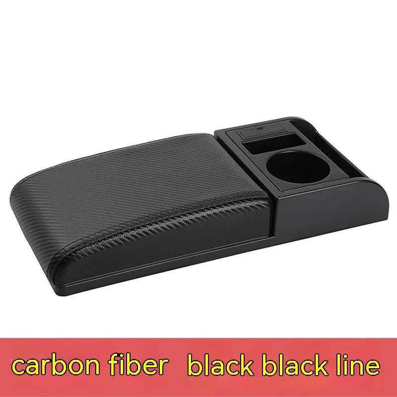 Universal automobile armrest box cover height increasing plastic with PU leather finish in beige placed on car centre console