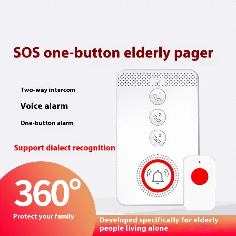 White elderly emergency alert device with buzzer unit and three wireless emergency buttons