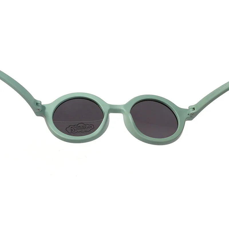 Children's round frame silicone sunglasses with polarised lenses for 0-3 year olds