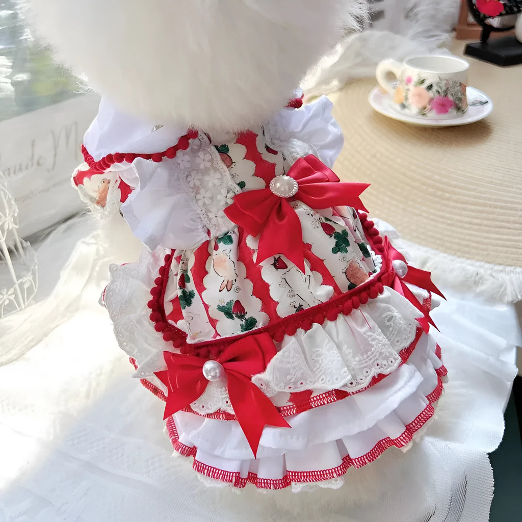 Rabbit skirt princess style pet dog dress in polyester with size measurements