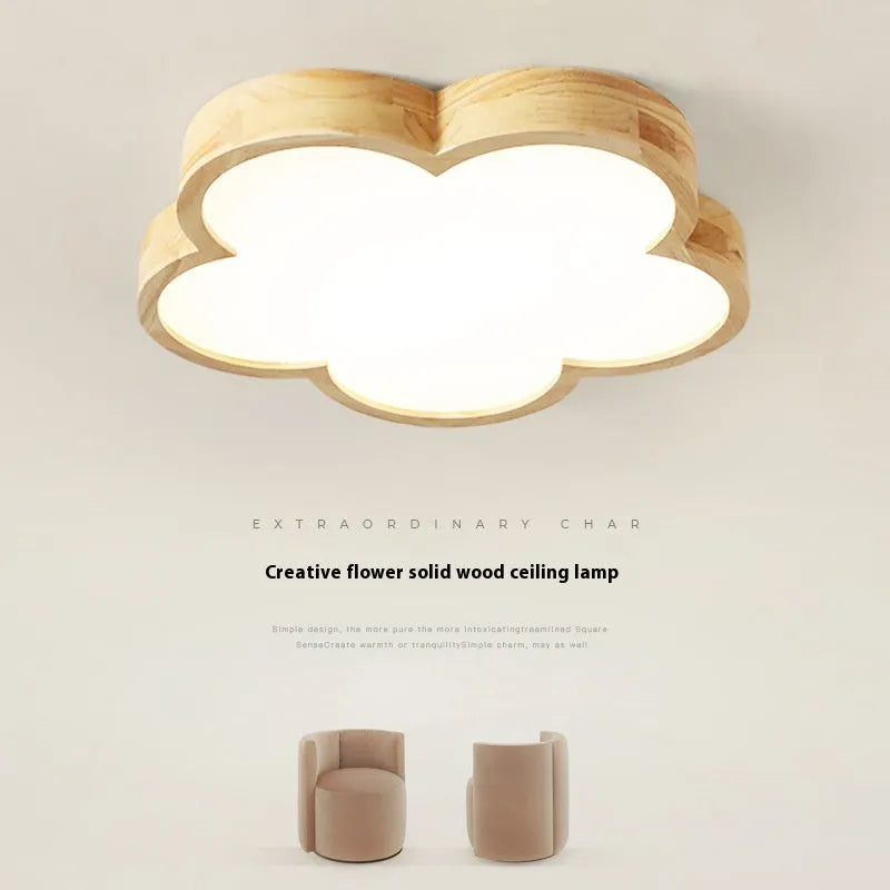 Solid wood ceiling lamp with LED light in modern simplicity style for master bedroom