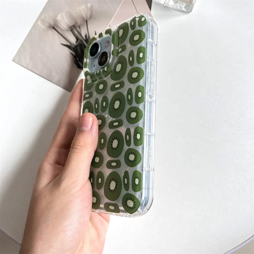 Transparent sliced kiwi fruit TPU phone case for iPhone, all-inclusive style