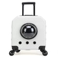 Hard PVC pet flight trolley case in a choice of colours with wheels and a handle.