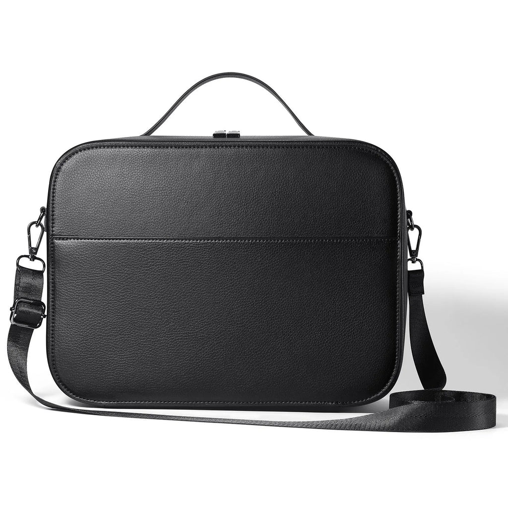 Black superfiber MR glasses storage box showing internal dimensions for head-mounted equipment.