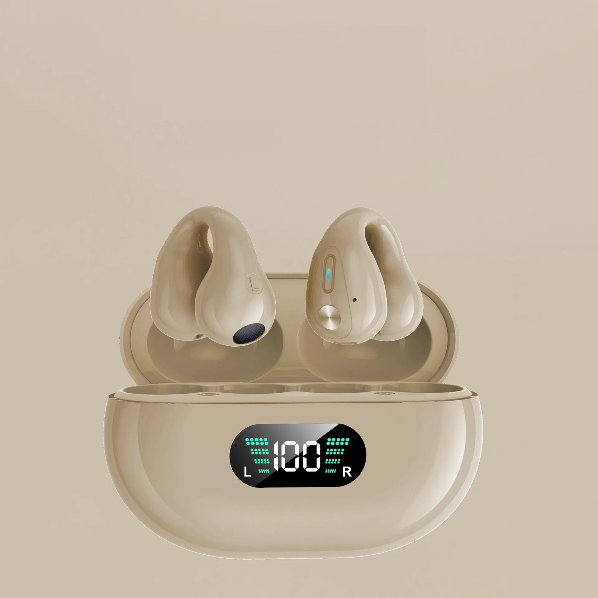 Black bone conduction Bluetooth headset clip shown on a colour box.