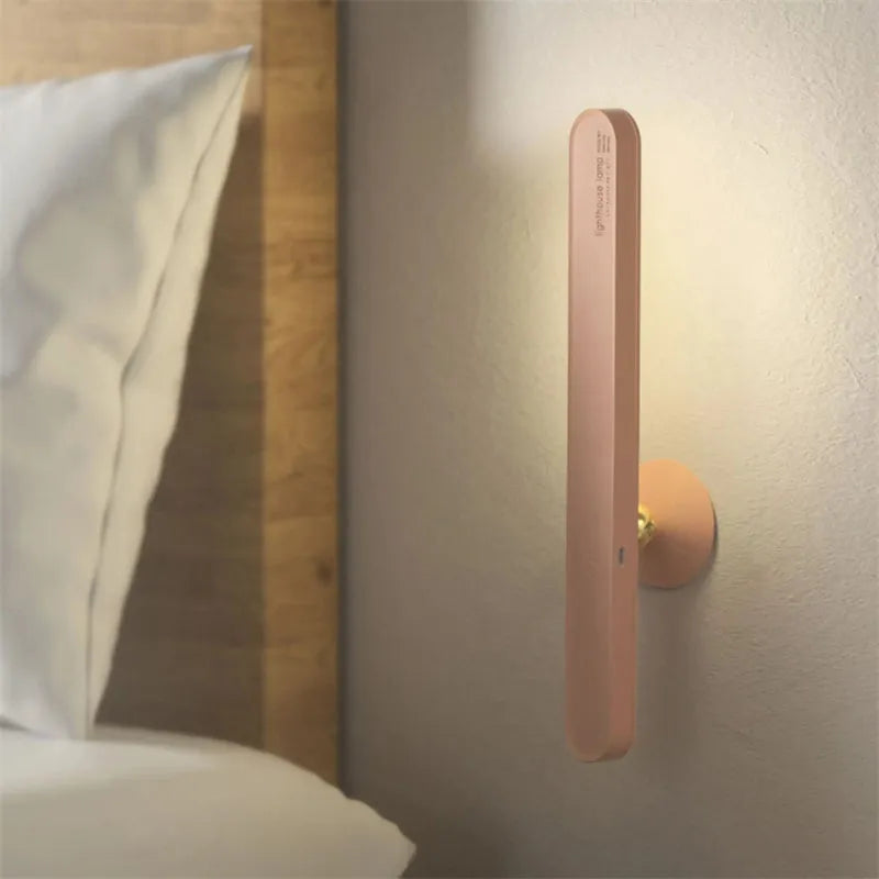 Geometric desk lamp with magnetic base shown in khaki colour with touch control