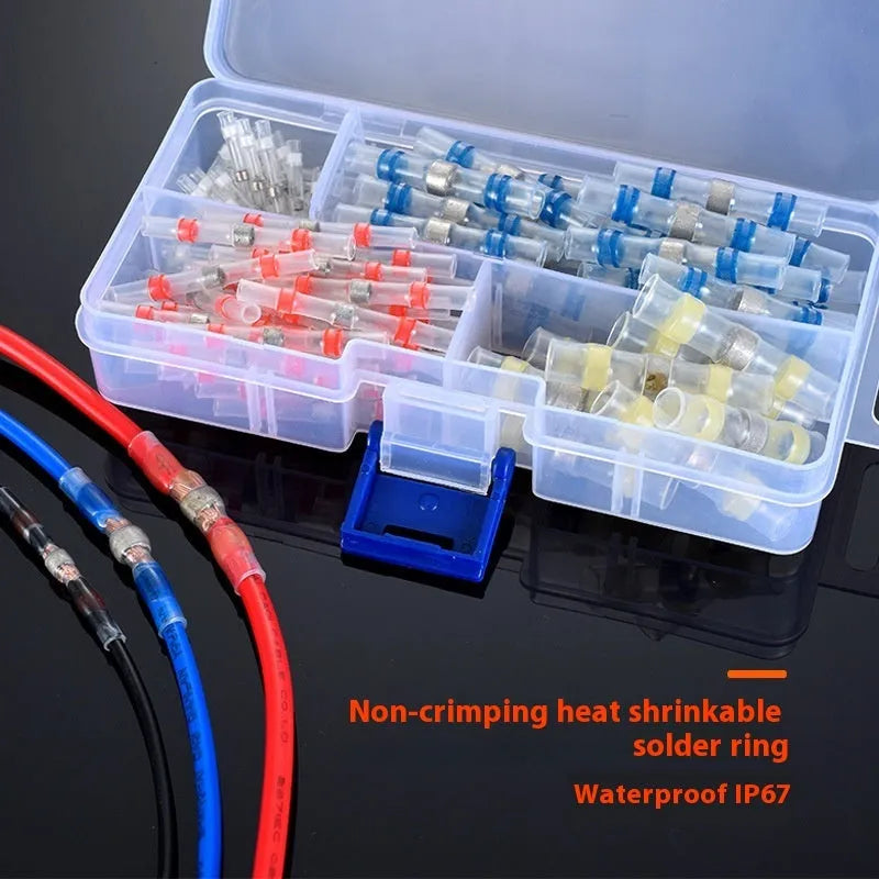 Waterproof heat shrink terminal with solder ring for electrical wiring connections