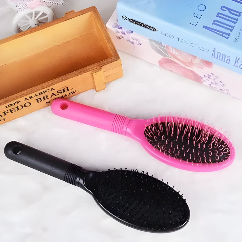 Ring tooth airbag comb in black plastic for hair extension detangling 22x6cm