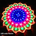 Outdoor Christmas festival string lights with peacock, love heart, sunflower, and star shapes displayed in festive decoration
