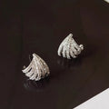 Women's geometric line design zircon earrings with platinum electroplating finish