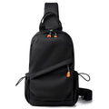 Men's black waterproof polyester crossbody bag with adjustable shoulder strap