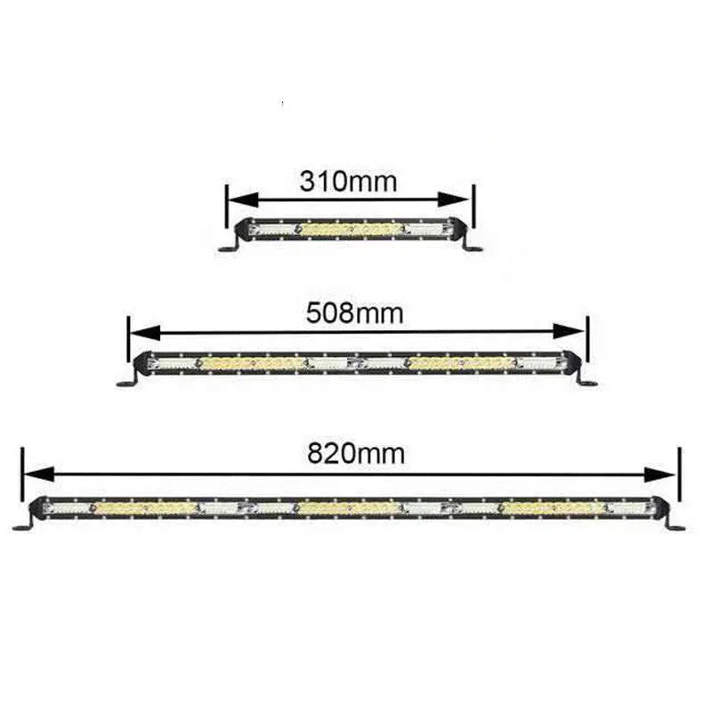 Ultra-thin single row LED light bar in white, 3000 lumen 6500K aluminium housing for motocross roof and vehicle mounting