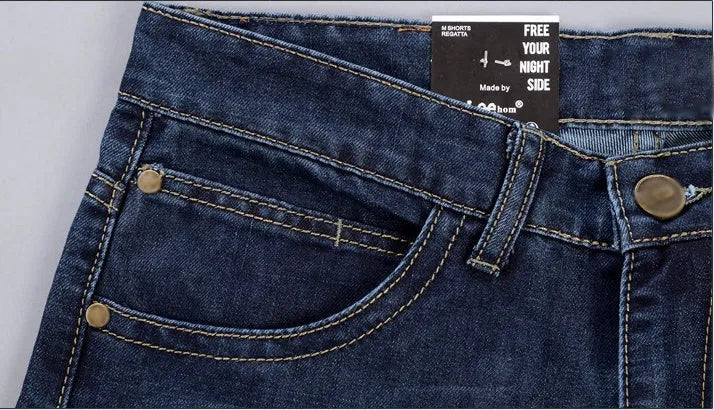 Men's straight slim jeans in dark blue with stackable leg, 35% cotton, water-washed finish, sizes 28-38