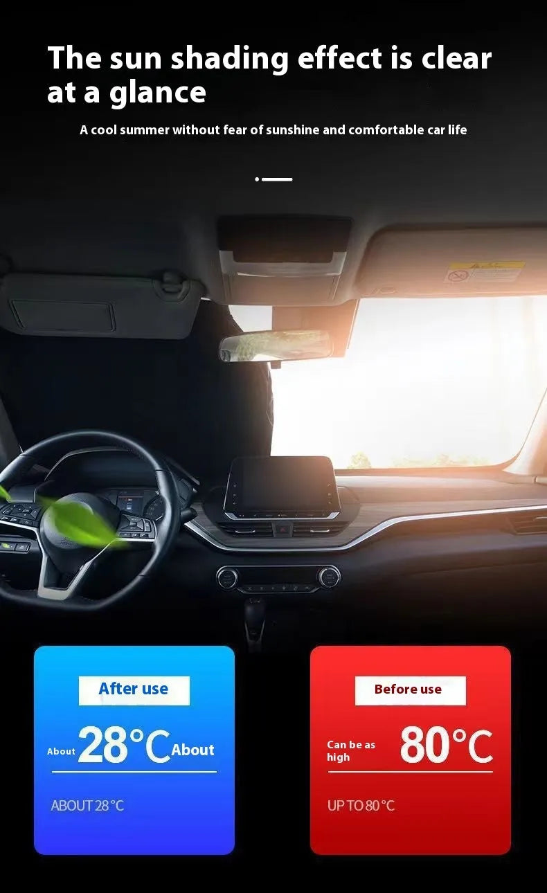 Titanium silver aluminium foil car sunshade showing reflective surface and rectangular shape