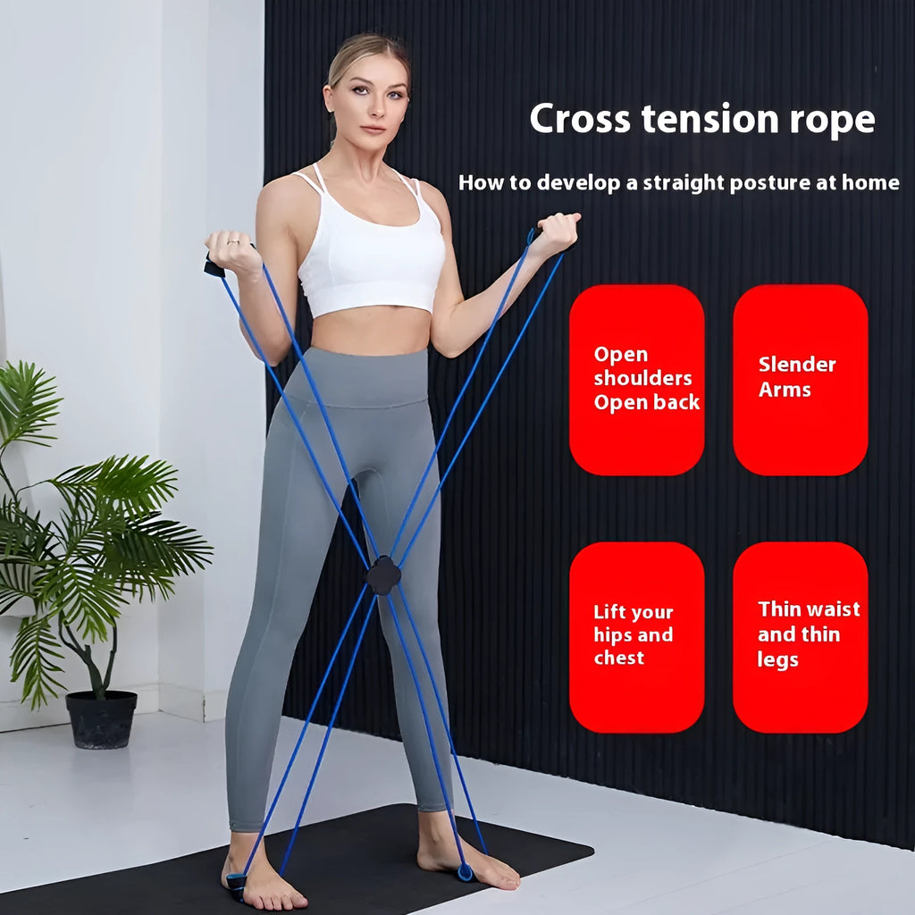 Blue TPR eight character puller resistance band for female shoulder fitness training