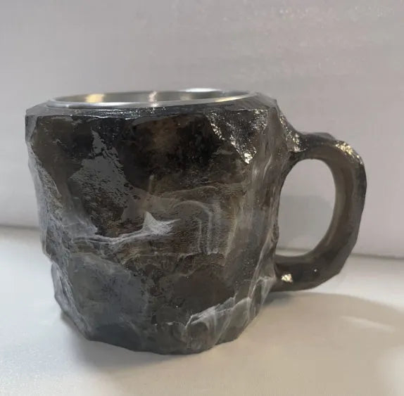 400ml resin coffee mug with handle in a choice of colours including blue, purple, and rock pattern.