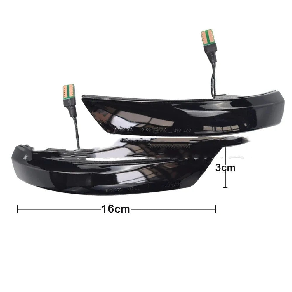 Ford Focus and Mondeo rearview mirror waterfall light kit showing blue and yellow LED options