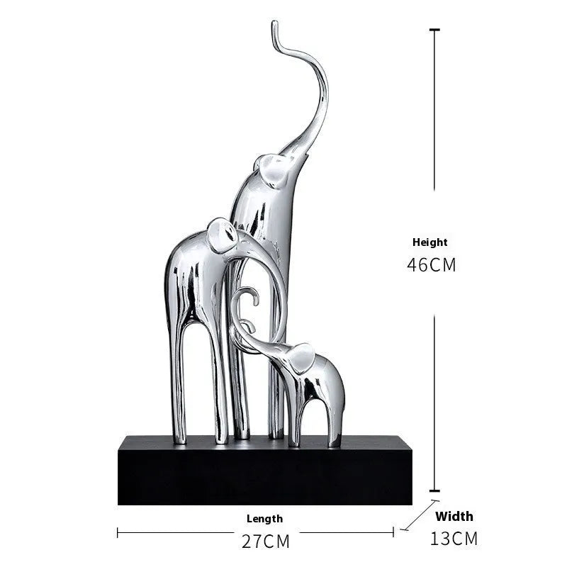 Fortune Bring Elephant decorative figurine in bright gold, rose gold, silver, or retro colour finish.