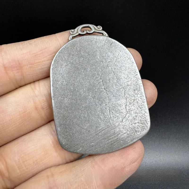 Chinese-style iron geometric pendant with protective deity motif hanging ornament