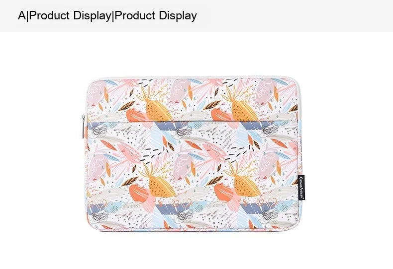 White waterproof PU leather laptop inner sleeve for 14-inch computers.