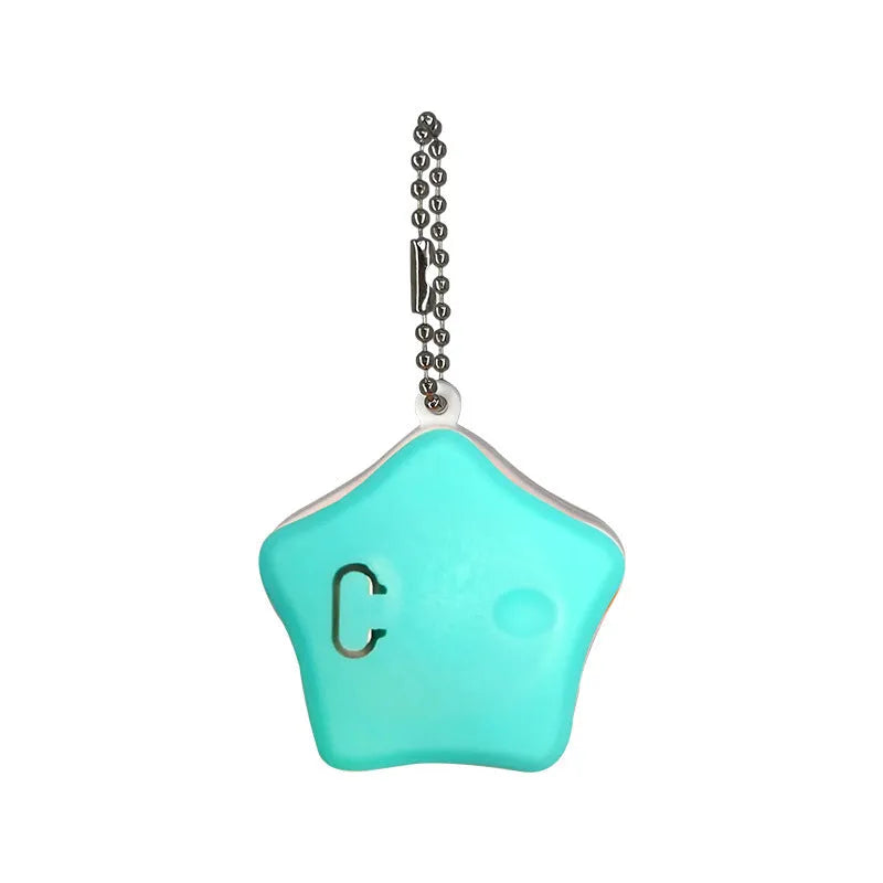 Blue rechargeable pendant light attached to dog collar with three light modes for night safety