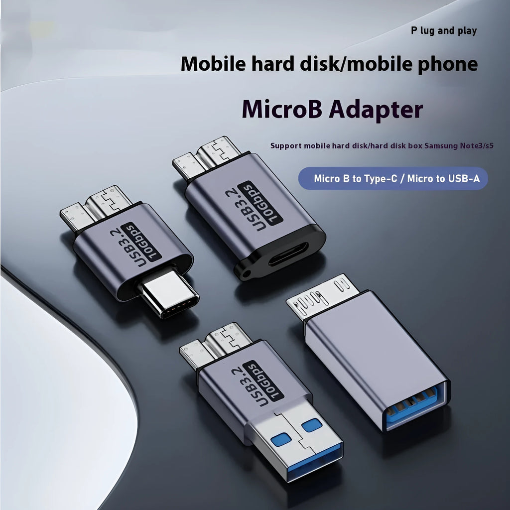 USB AM to Micro-B adapter showing USB-A Male connector and Micro-B female port